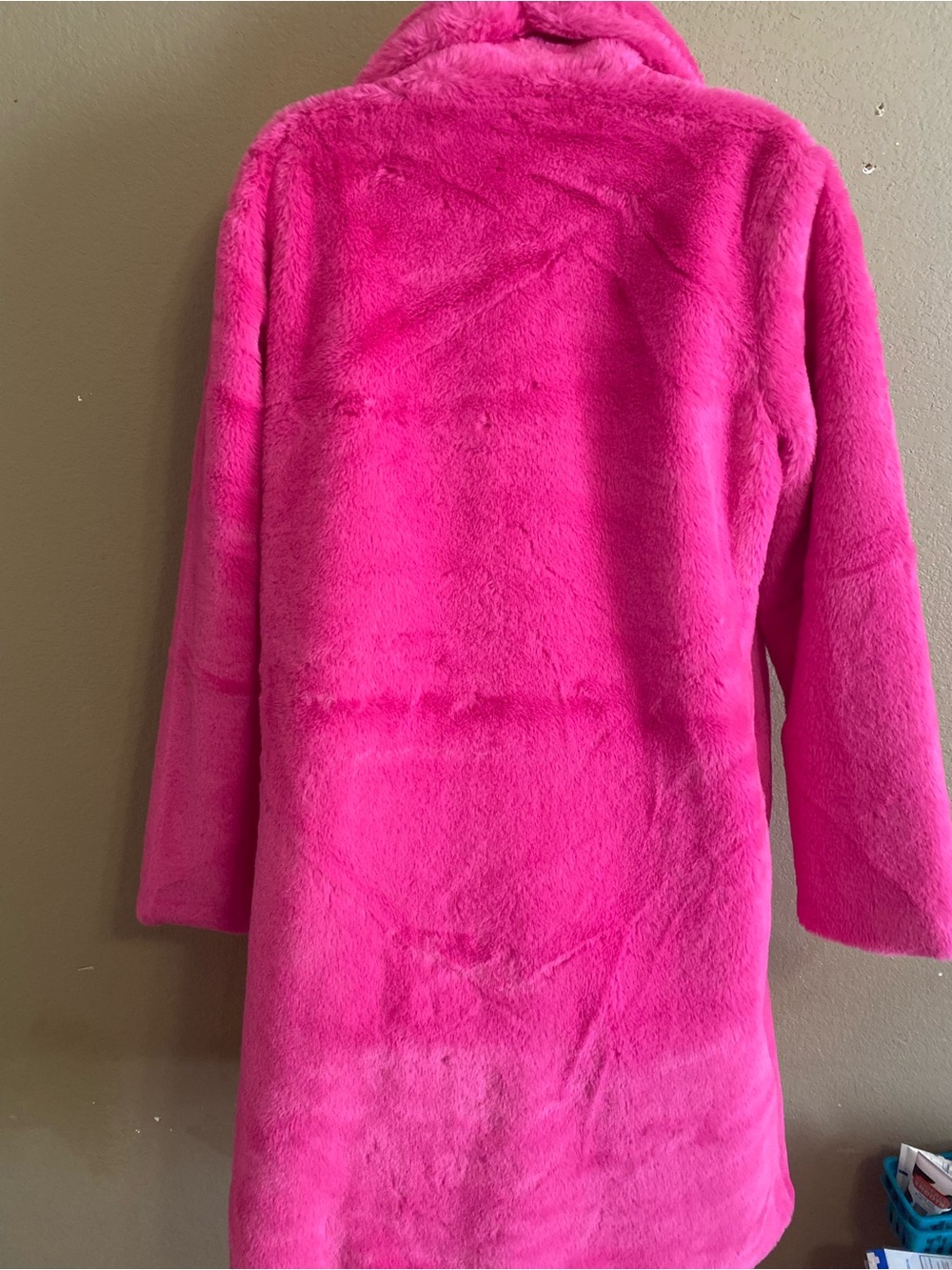 LA Coalition Jacket Company Faux Fur Hot Pink Cozy Long Coat Size Large - Picture 7 of 9